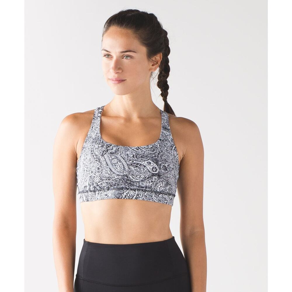 Gently Used Lululemon Sz 12 Energy Bra in Antique Paisley White/Blue $68 MSRP - Picture 5 of 6